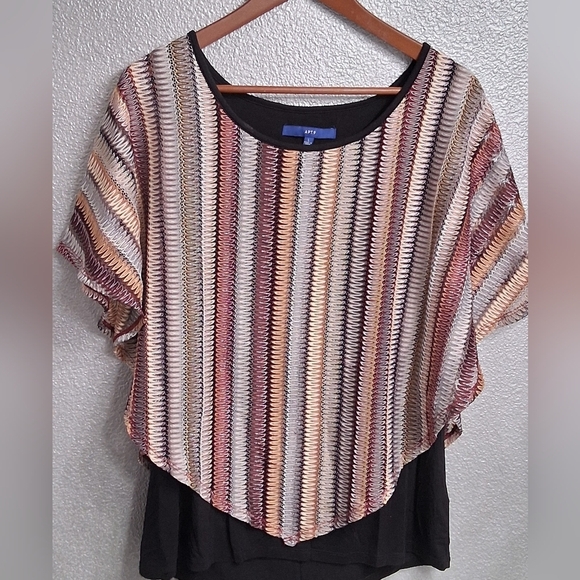 Apt.9 Striped Multicolor Poncho Top  Sizr L - Picture 1 of 14